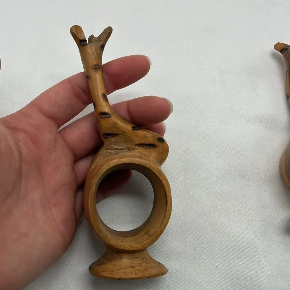 Set of Two Handcarved Giraffe Napkin Rigs